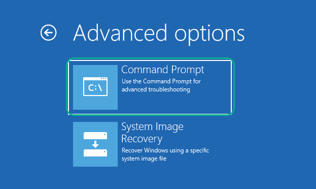Advanced Options > Command Prompt

Extend C drive VirtualBox