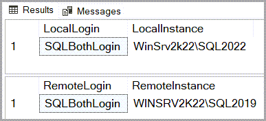SSMS result showing the outputs of the above queries