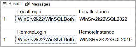 SSMS result showing the outputs of the above queries
