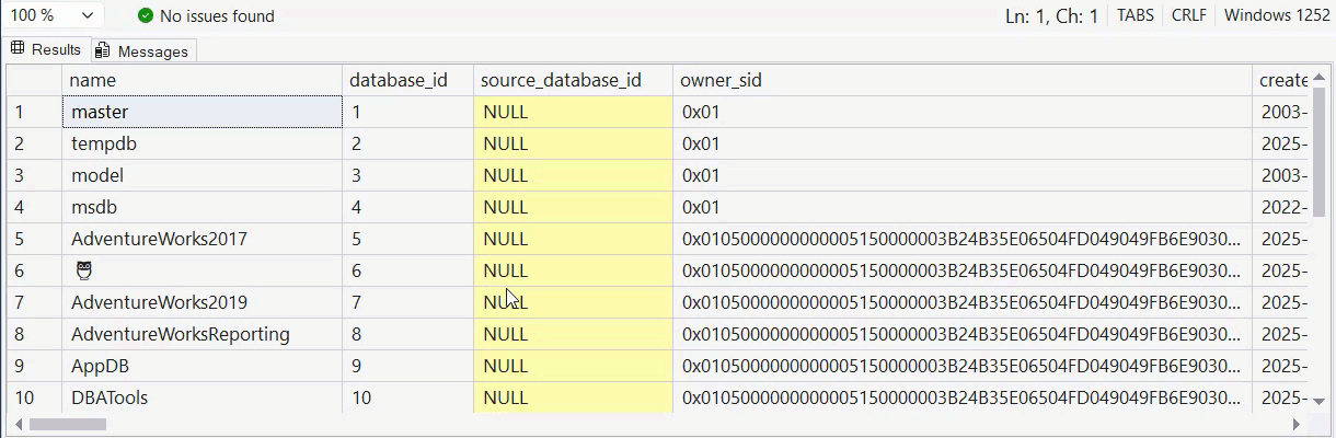 SSMS result set grid zomming in and out
